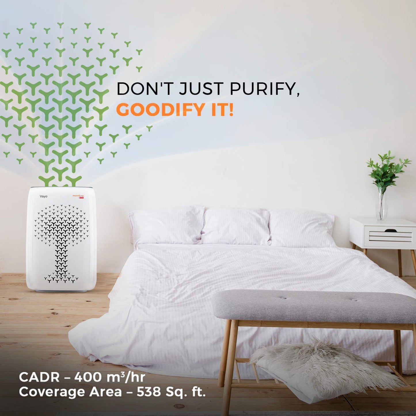 Moonbow by Hindware Vayo HS-KJ400 70-Watt Air Purifier (White)